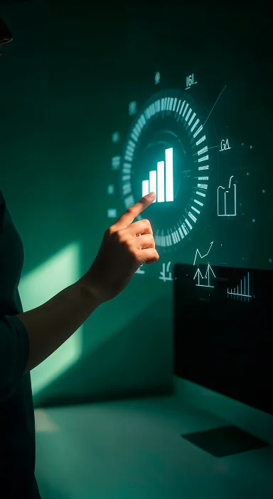 A team presenting a graph to a group on a whiteboard.