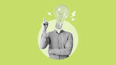 Person with a lightbulb for a head, symbolizing creative ideas in brand strategy development through creative services on the Brand Strategy page