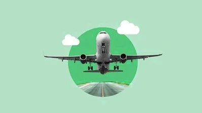 Creative services company showcasing a pre-launch campaign with a dynamic visual of an airplane taking off, symbolizing a strong market entry