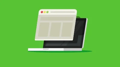 Web design and development services demonstrated through a laptop with an open browser window, symbolizing a modern brand website interface