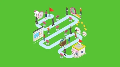 Illustration of an advanced user journey for an eCommerce portal, highlighting web design and development services for seamless user experiences