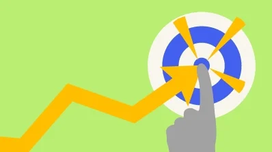 Digital web development highlighted through a growth-focused graphic, symbolizing personalized websites and targeted success