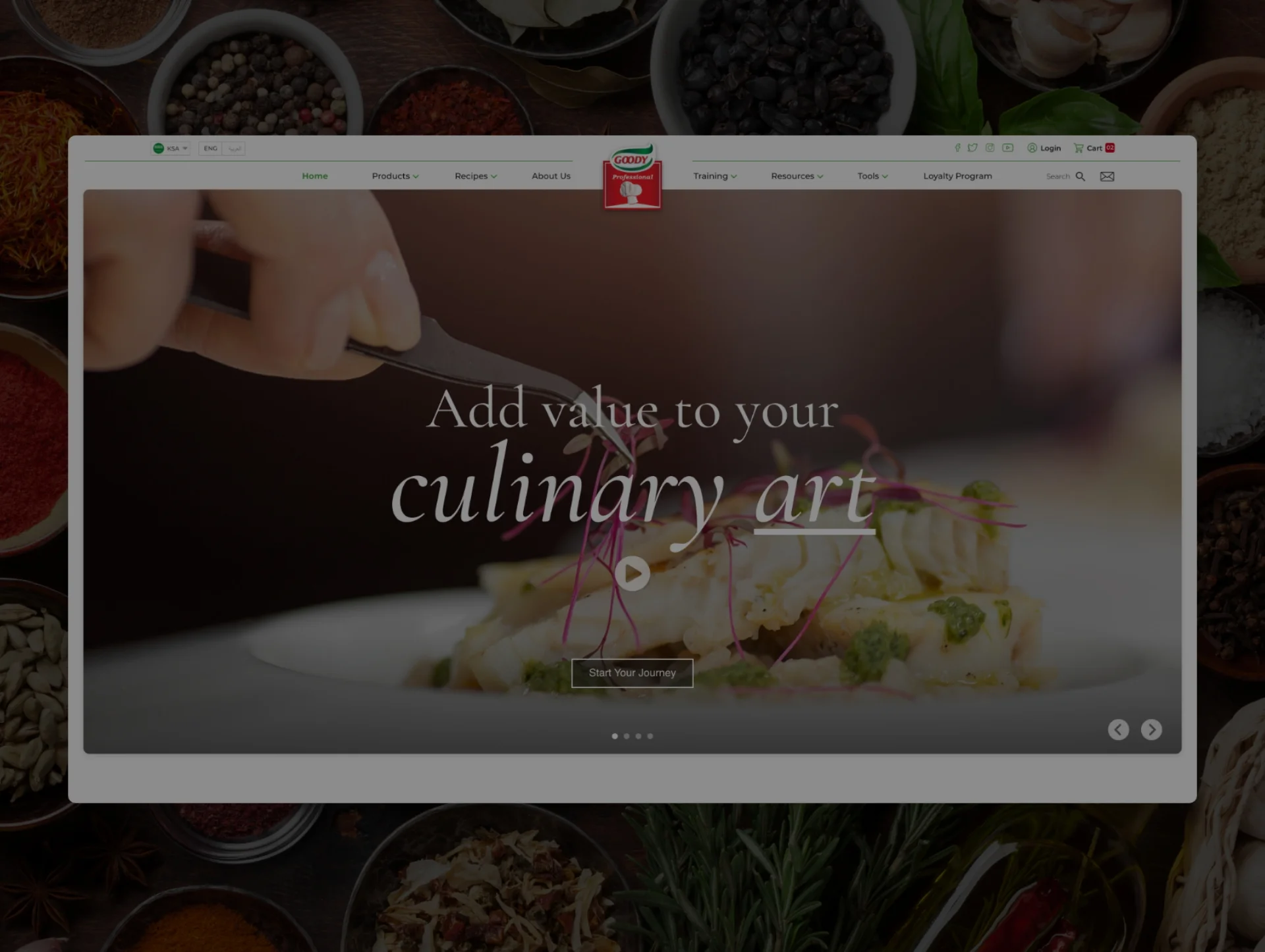 A webpage design showcasing a culinary-themed layout, representing Digital Design Services by a creative digital design agency focused on modern web visuals.