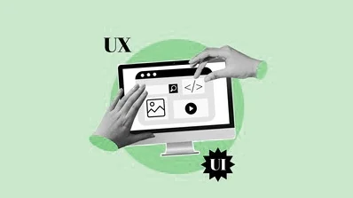 UI/UX Audit services with hands adjusting a user interface on a computer screen. Discover ui ux audit services for refining web and app design elements