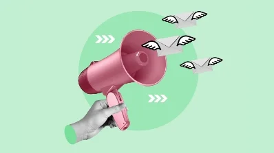 Offline Print Design Services with a megaphone symbolizing the amplification of print design solutions through effective communication