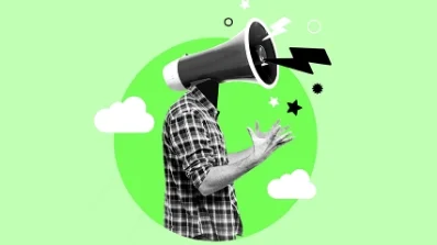 Offline Print Design Services represented by a megaphone graphic, symbolizing powerful communication in print design solutions