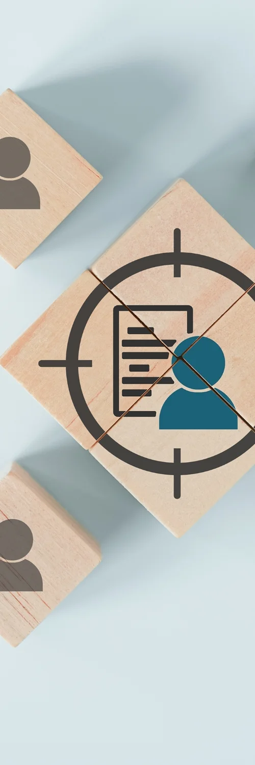 Illustration of a person with a question mark for a head, symbolizing the uncertainty in ICP identification, addressed by a digital marketing service provider