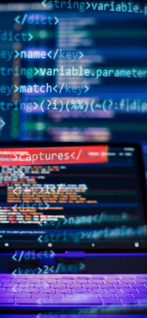 Icon illustrating PIM Implementation Services, showing a computer connected to storage servers, representing PIM integration services