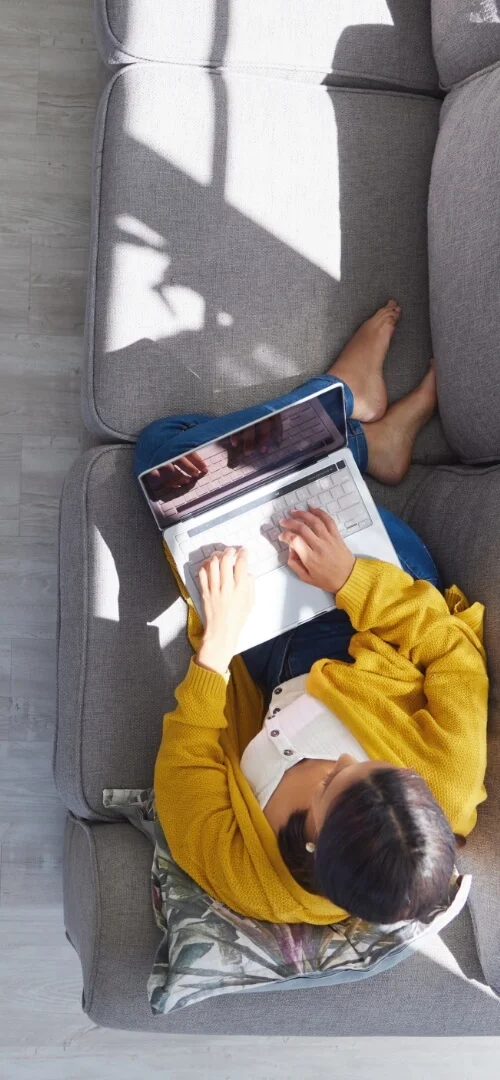 Illustration showing PIM Implementation Services with a hand interacting with a mobile app, symbolizing PIM integration services