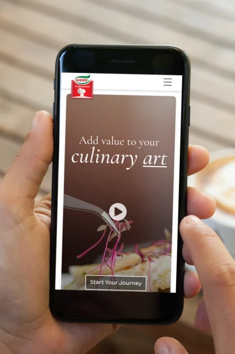 Design and development services for B2B corporate websites showcased through a mobile-friendly Goody website featuring culinary content