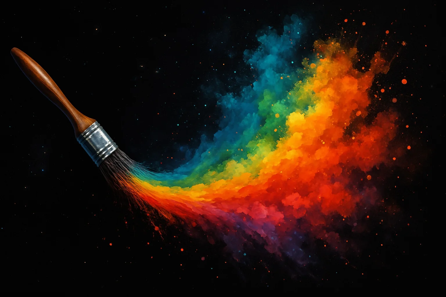Vivid explosion of colors from a paintbrush, symbolizing the creative services offered by a digital marketing service