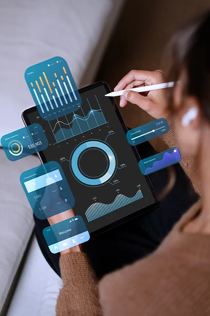 Web development and digital marketing company highlighting lead generation websites through a dynamic visual of a laptop and interactive elements