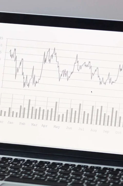 Data analytics graph on a laptop screen, showcasing enterprise SEO performance trends, optimized by a top SEO agency