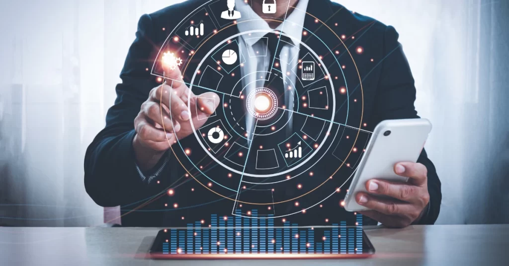 Managers gaining real-time insights through digital tools for better business decisions