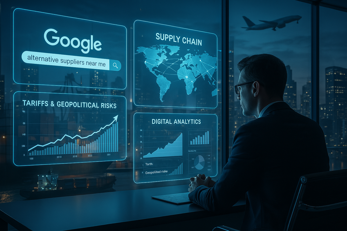 A professional analyzing digital analytics and supply chain data